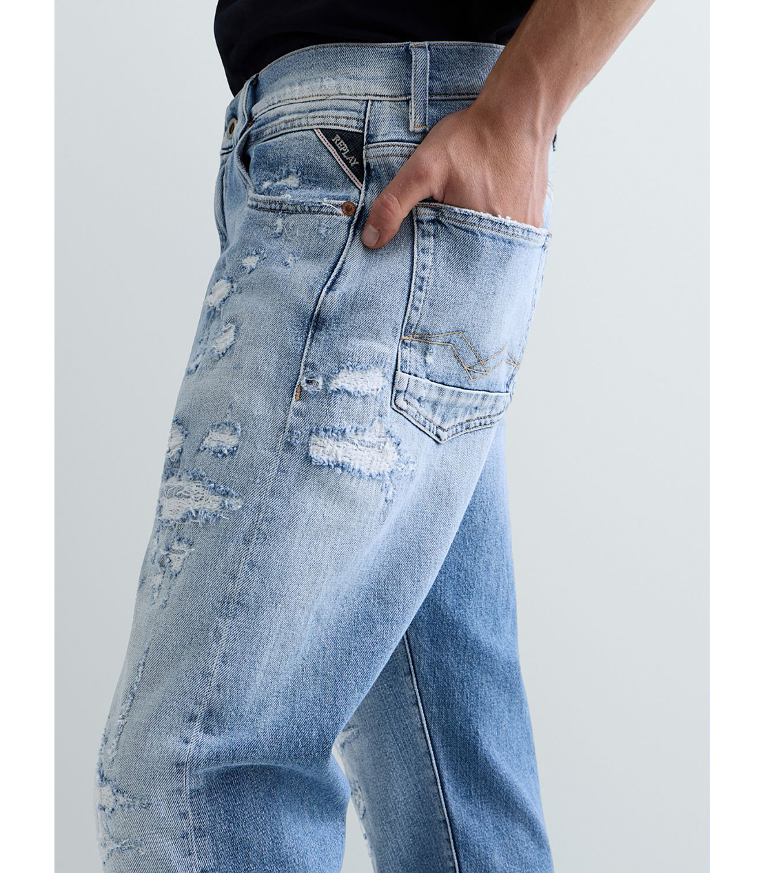 ストレートフィットAIDEEN Aged20 ストレッチデニム 詳細画像 ライトブルー 5